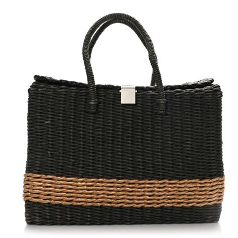 CHANEL Rattan Picnic Tote Grey 1350548 